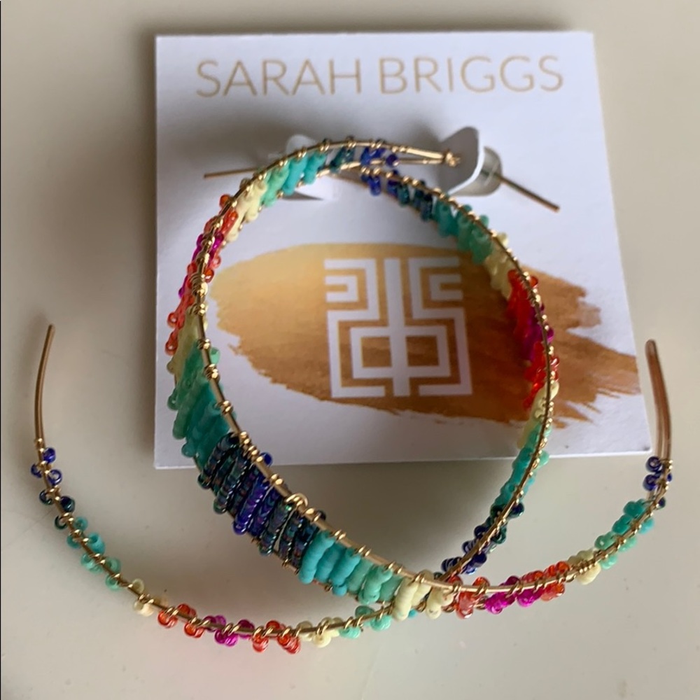 Beaded rainbow hoops